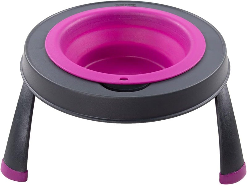 Dexas Pets Single Elevated Pet Feeder/Pet Bowl, I.5 Cup Capacity, Fuchsia, Small